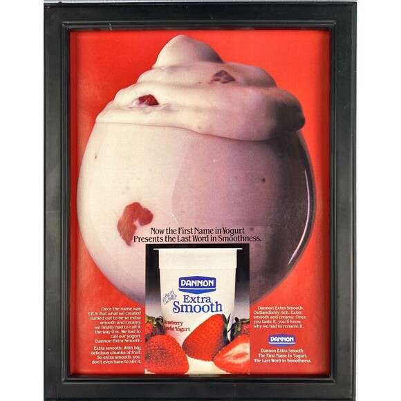 Dannon Yogurt Extra Smooth. 1st Name Yogurt In Desert Dish Vintage Print Ad 1985 - Picture 3 of 3